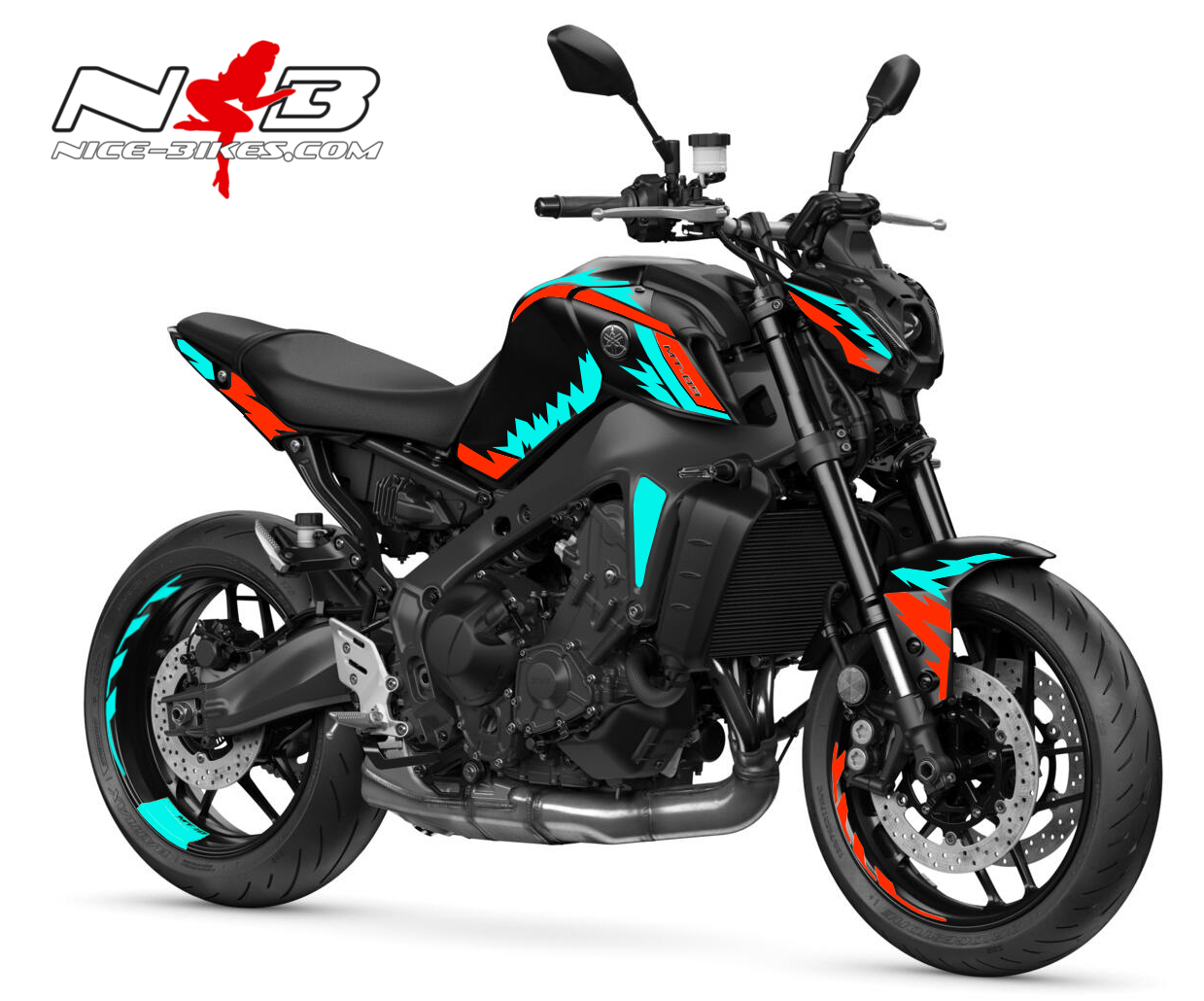 Motorrad Foliendesigns und Dekore - Foliendesign Yamaha MT-10 Miami Blue - Racing Red - Y.MT09.S.22.661 Racing Red Light Blue 1 Foliendesign Yamaha MT-10 Miami Blue - Racing Red