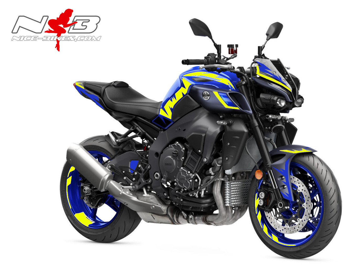Motorrad Foliendesigns und Dekore - Foliendesign YAMAHA MT-10 Neon Yellow auf Blau - Y.MT10.B22.600 Neon Yellow Foliendesign YAMAHA MT-10 Neon Yellow auf Blau