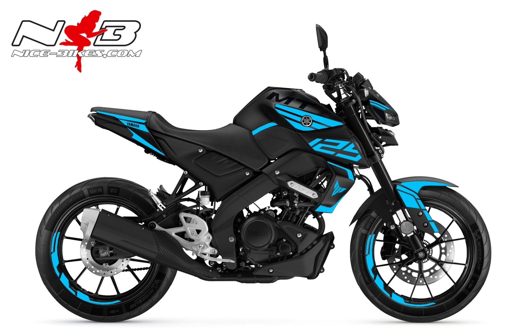 Motorrad Foliendesigns und Dekore - Foliendesign YAMAHA MT125 Bj. Light Blue - Y.MT125.20.053 Light Blue Foliendesign YAMAHA MT125 Bj. Light Blue