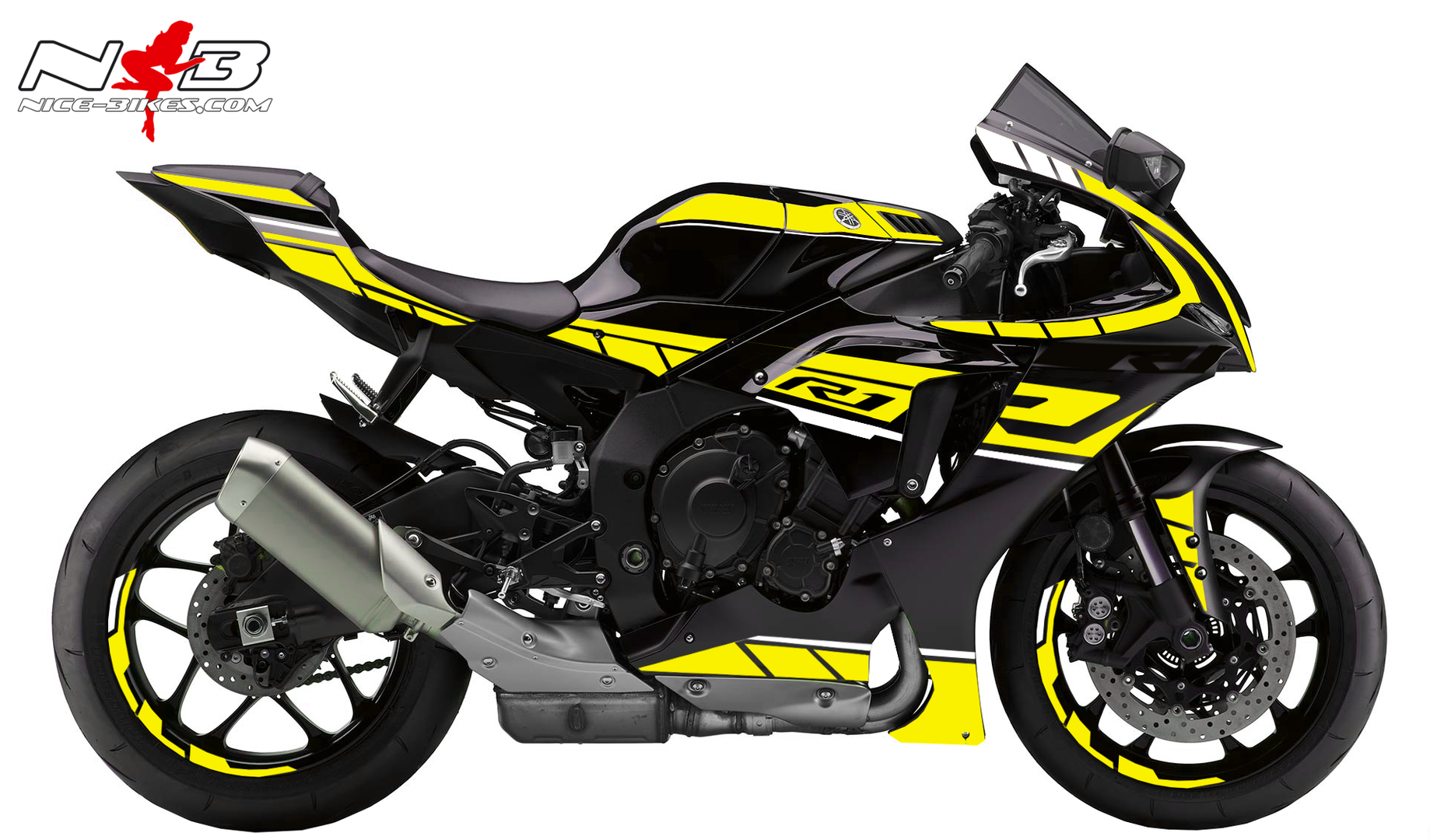 Motorrad Foliendesigns und Dekore - Foliendesign YAMAHA R1 Hornet Yellow - Y.R1.20.021 Hornet Yellow Foliendesign YAMAHA R1 Hornet Yellow