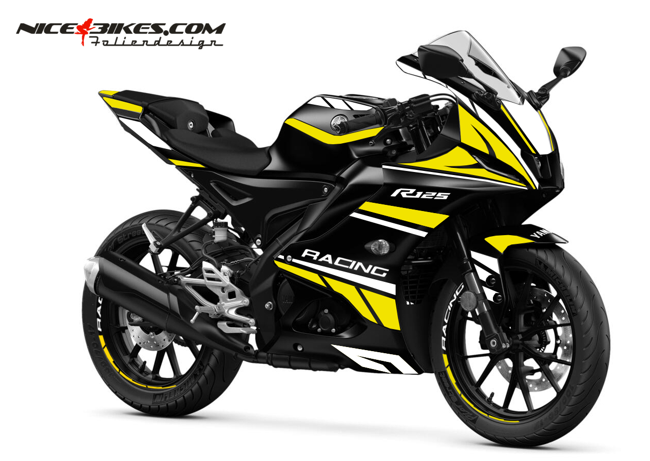 Motorrad Foliendesigns und Dekore - Foliendesign Yamaha R125 Hornet Yellow - Y.R125.23.021 Hornet Yellow Foliendesign Yamaha R125 Hornet Yellow