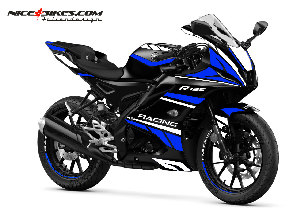 Motorrad Foliendesigns und Dekore - Foliendesign Yamaha R125 Racing Blue - Y.R125.23.057 Racing Blue Foliendesign Yamaha R125 Racing Blue