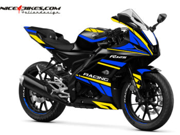 Foliendesign Yamaha R125 Neon Yellow - Racing Blue