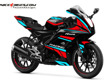 Foliendesign Yamaha R125 Light Blue- Racing Red