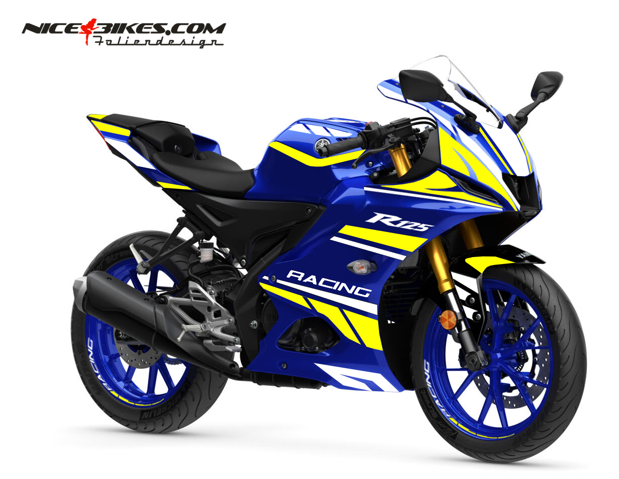 Motorrad Foliendesigns und Dekore - Foliendesign Yamaha R125 Neon Yellow - Y.R125.25B. 021 Neon Yellow Foliendesign Yamaha R125 Neon Yellow
