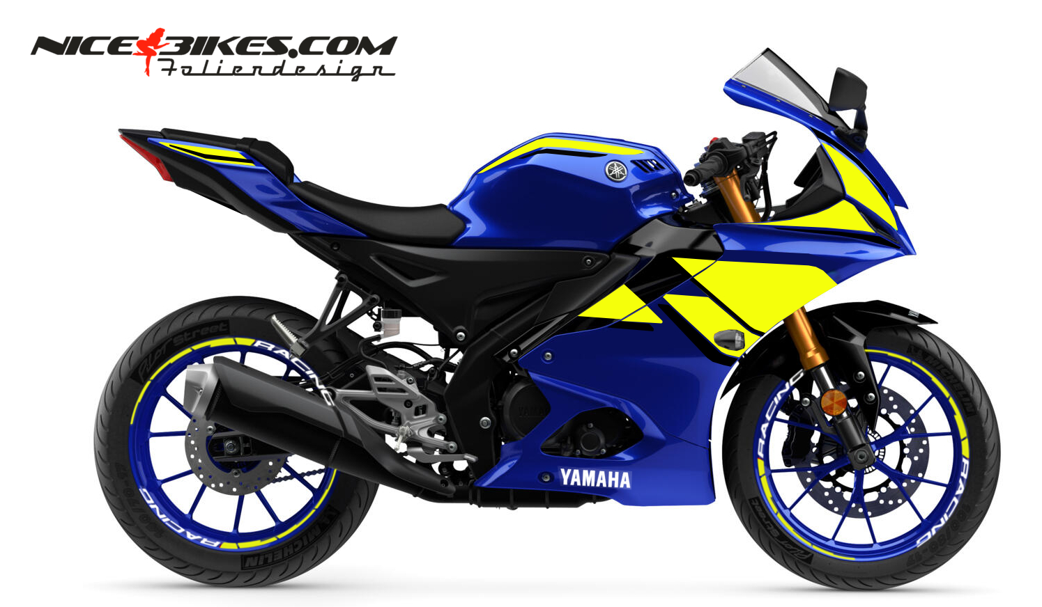 Motorrad Foliendesigns und Dekore - Yamaha R125 Neon Yellow - Y.R125.26B.022 Neon Yellow Yamaha R125 Neon Yellow