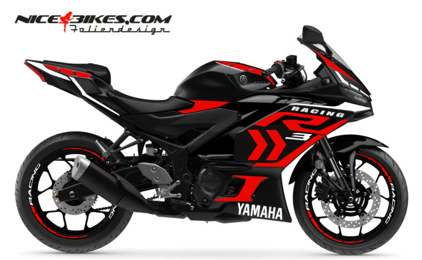 Foliendesign Yamaha R3 Racing Red - Motorrad Dekor - Nice Bikes