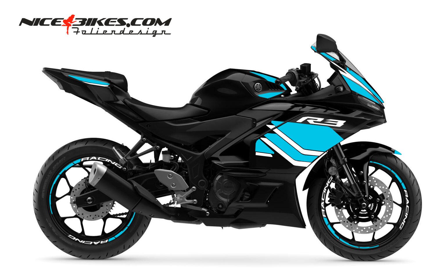 Motorrad Foliendesigns und Dekore - Yamaha R3 Light Blue - Y.R3.26.053 Light Blue Yamaha R3 Light Blue