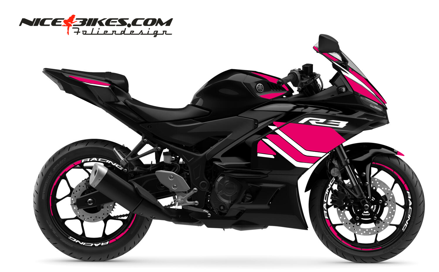 Motorrad Foliendesigns und Dekore - Yamaha R3 Pretty Pink - Y.R3.26.077 Pretty Pink Yamaha R3 Pretty Pink