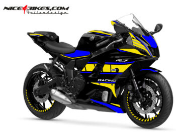 Foliendesign Yamaha R7 Neon Yellow - Racing Blue