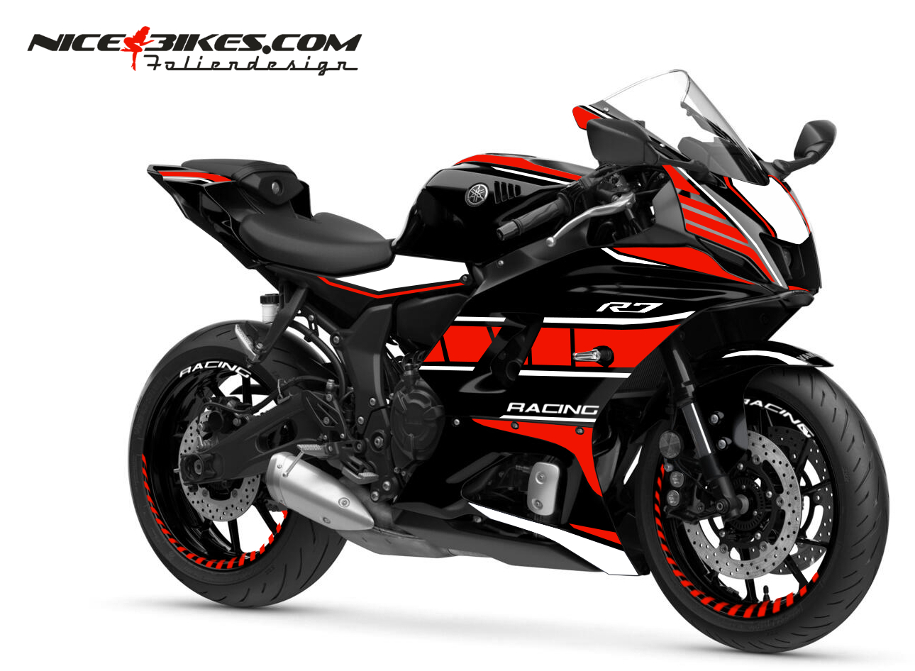 Motorrad Foliendesigns und Dekore - Foliendesign YAMAHA R7 Racing Red - Y.R7.S.22.306 Racing Red Foliendesign YAMAHA R7 Racing Red