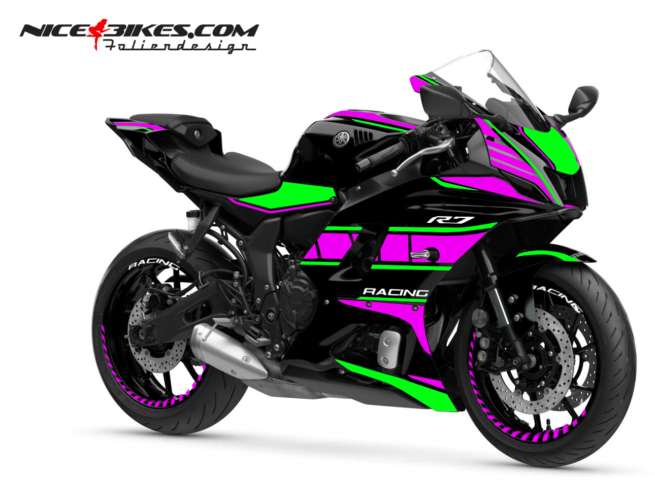 Motorrad Foliendesigns und Dekore - Foliendesign Yamaha R7 Limegreen - Pretty Pink - Y.R7.S.22.555 Pretty Pink Limegreen Foliendesign Yamaha R7 Limegreen - Pretty Pink