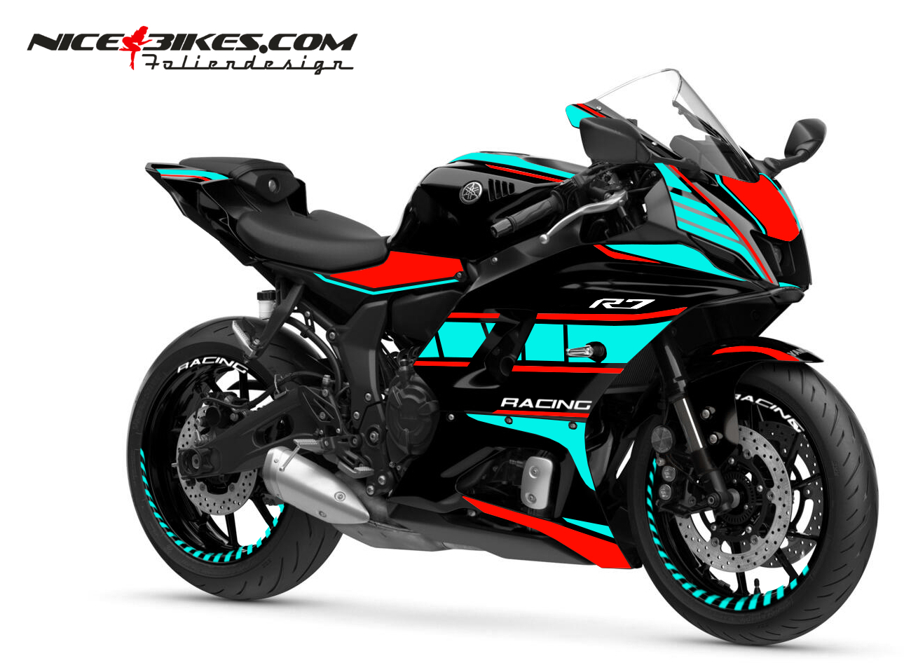 Motorrad Foliendesigns und Dekore - Foliendesign Yamaha R7 Racing Red - Light Blue - Y.R7.S.22.661 Light Blue Racing Red Foliendesign Yamaha R7 Racing Red - Light Blue