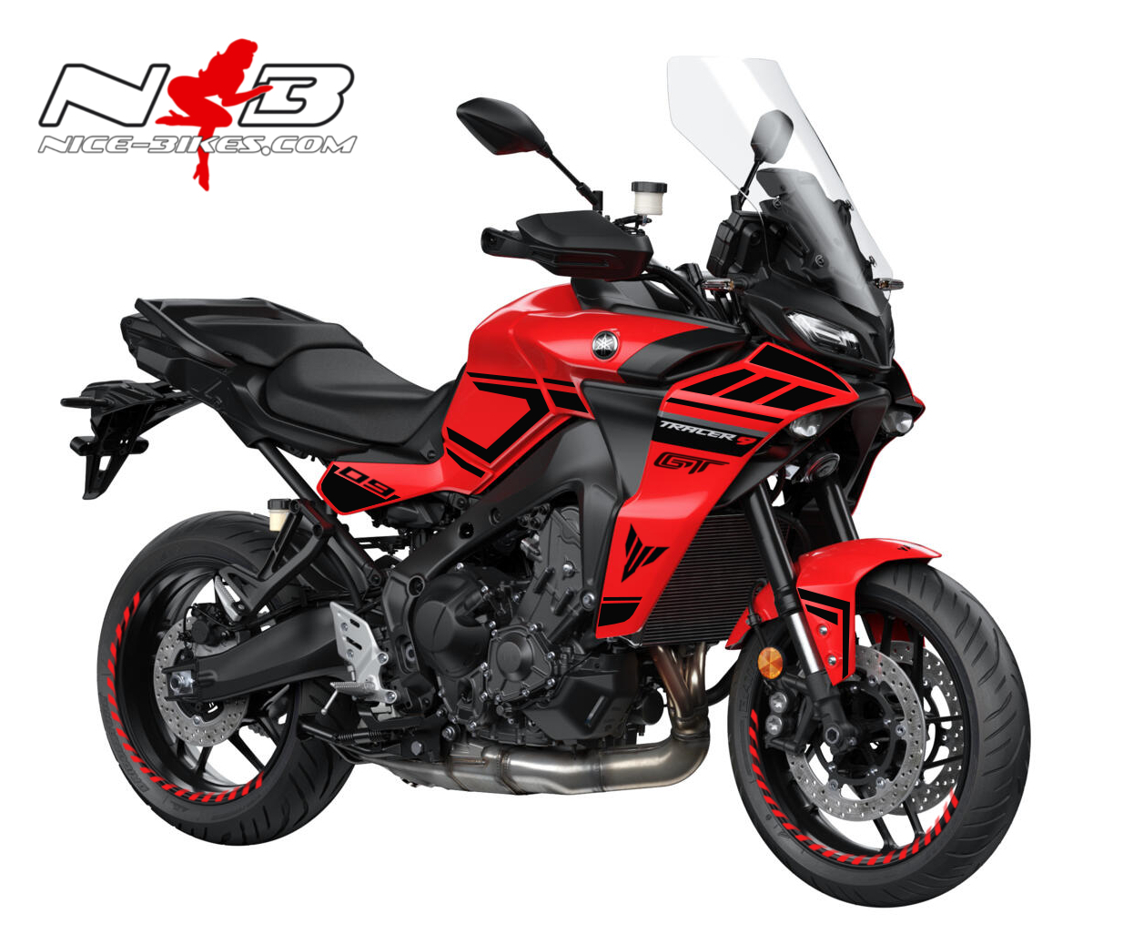 Motorrad Foliendesigns und Dekore - Foliendesign MT09 Tracer Magic Black auf roter Maschine - Y.TR9 .R22.070 Magic Black 1 Foliendesign MT09 Tracer Magic Black auf roter Maschine