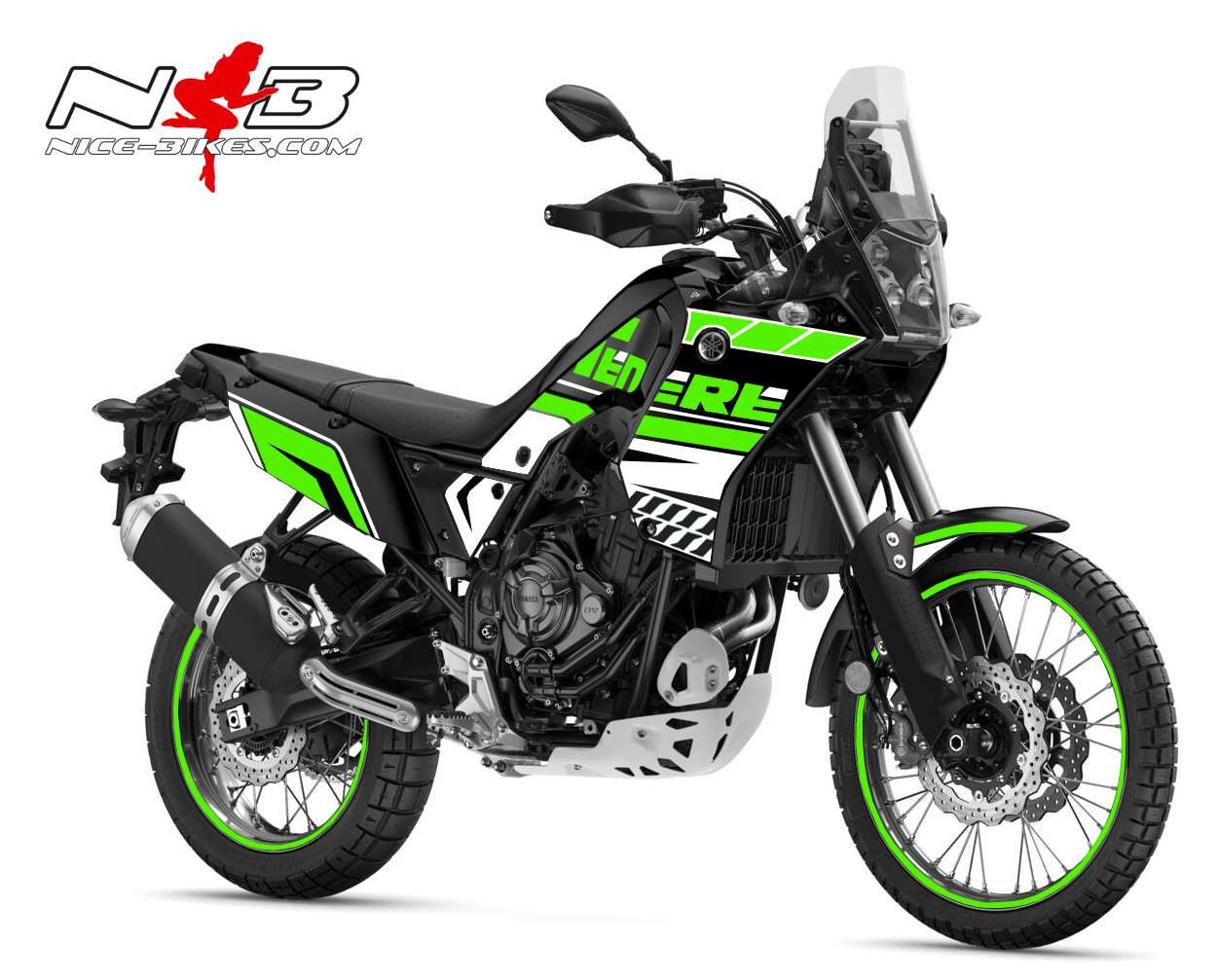 Motorrad Foliendesigns und Dekore - Foliendesign YAMAHA Teneré Limegreen 2022 - Y.Tenere7.B22.064 Limegreen Foliendesign YAMAHA Teneré Limegreen 2022
