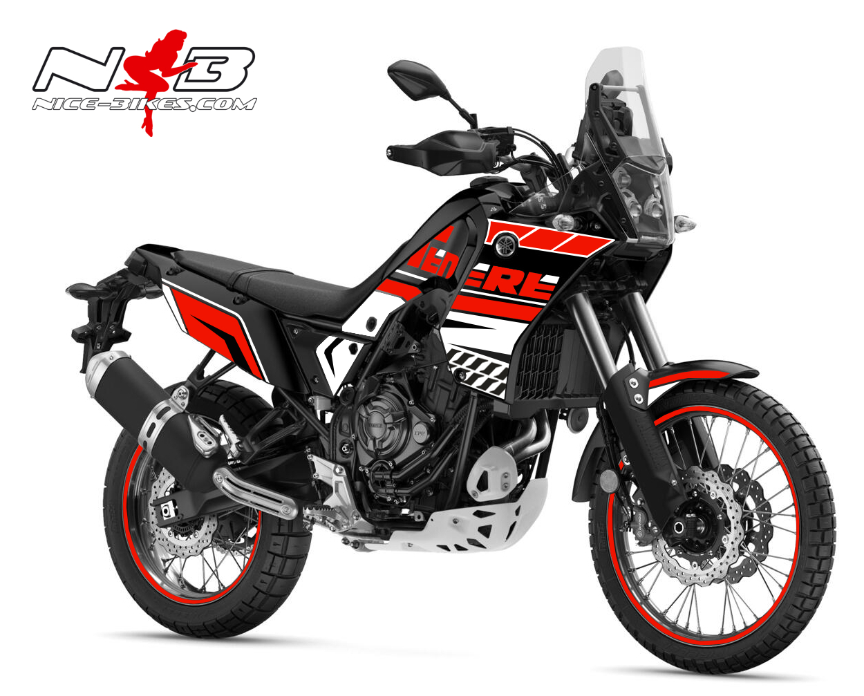 Motorrad Foliendesigns und Dekore - Foliendesign YAMAHA Teneré Racing Red 2022 - Y.Tenere7.B22.306 Racing Red Foliendesign YAMAHA Teneré Racing Red 2022