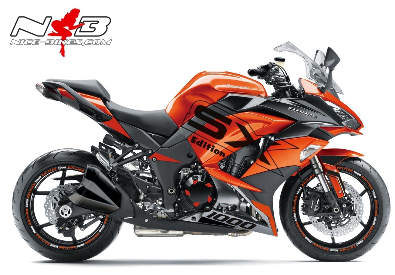 Motorrad Foliendesigns und Dekore - Z1000SX Foliendekor auf oranger Maschine - Z1000SX Orange Z1000SX Foliendekor auf oranger Maschine