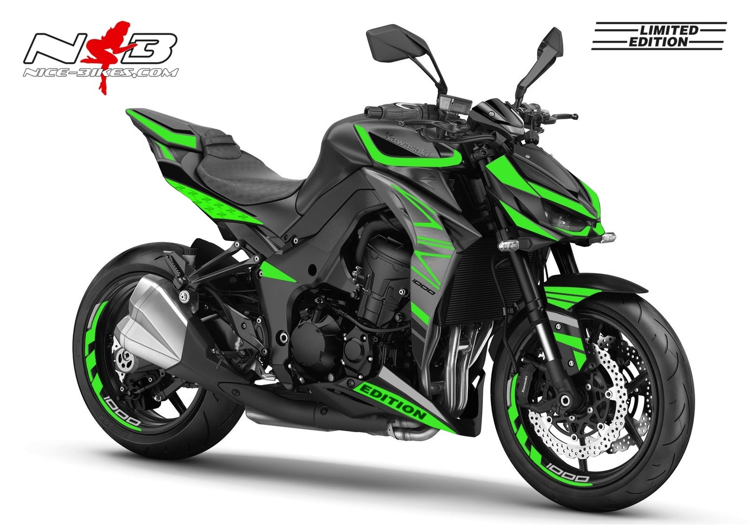 Motorrad Foliendesigns und Dekore - Z1000 schwarz / limegreen 2019 - Z1000 2019 schwarz lmegreen Z1000 schwarz / limegreen 2019