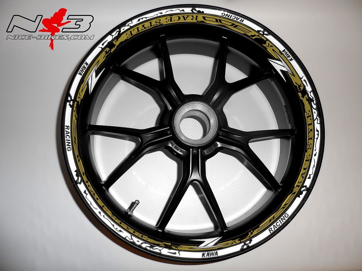 Motorrad Foliendesigns und Dekore - RACE STYLE Z300 gold/weiß - Z300nb gold weiss RACE STYLE Z300 gold/weiß