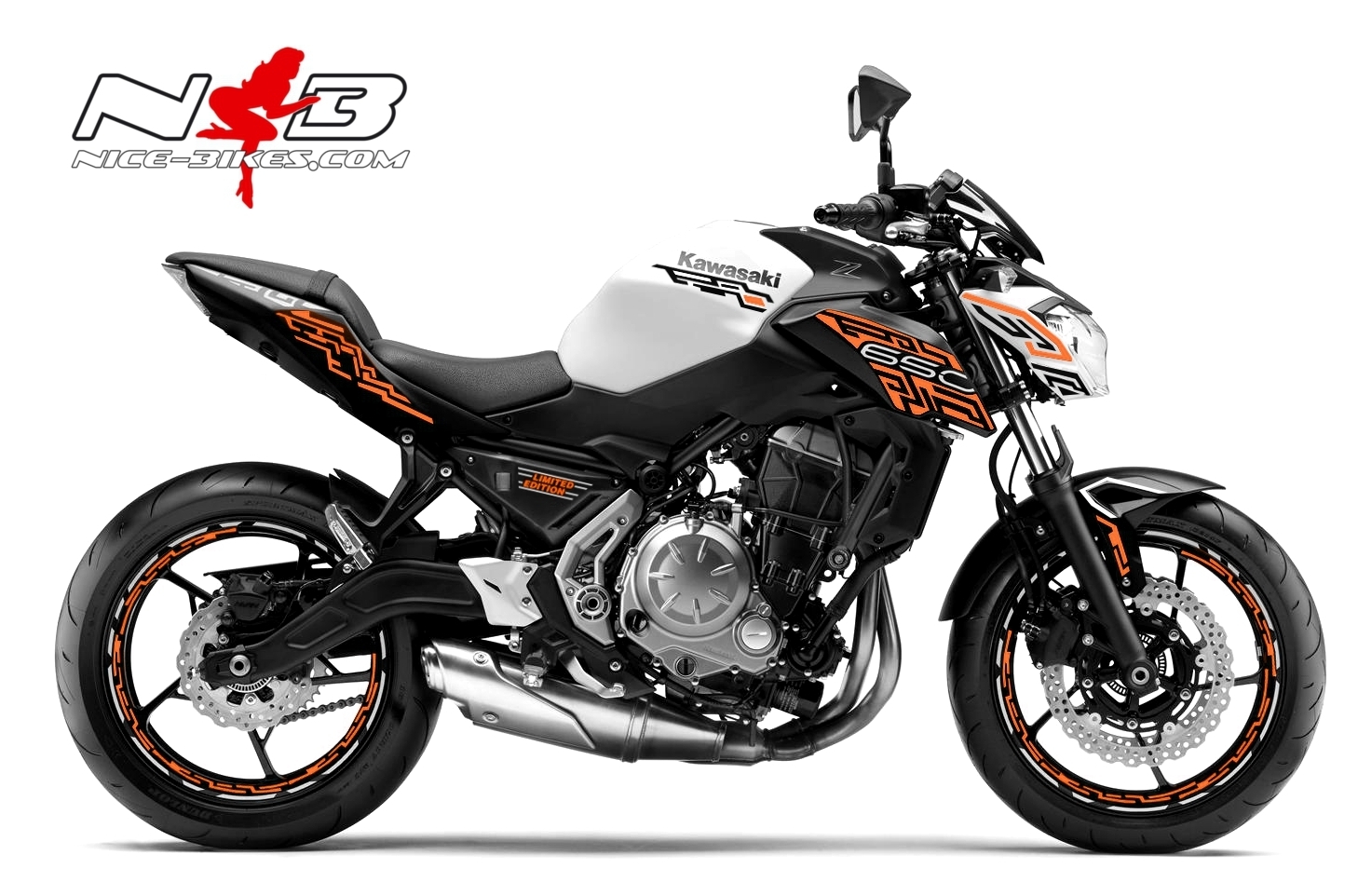 Motorrad Foliendesigns und Dekore - Z650 weiß / Foliendekor orange - Z650 2019 weiss orange Z650 weiß / Foliendekor orange