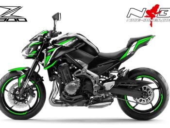 Z900 schwarz / Foliendekor limegreen-weiß