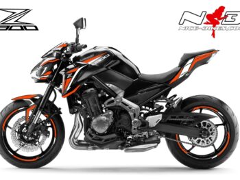Z900 schwarz / Foliendekor orange-weiß