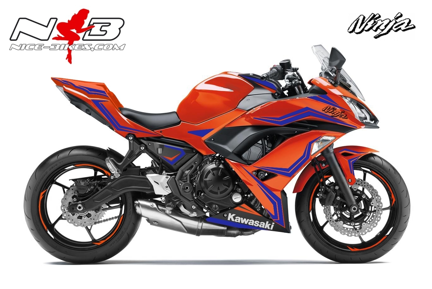 Motorrad Foliendesigns und Dekore - Ninja 650 Foliendekor blau für Orange Maschine - bg 17EXRS2CG blau Ninja 650 Foliendekor blau für Orange Maschine
