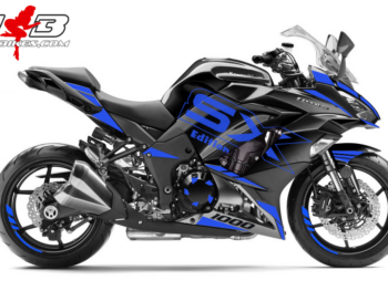 Motorrad Foliendesigns und Dekore - Shop - black blau Z1000SX Dekor blau auf schwarzer Maschine