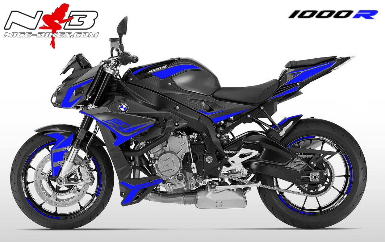 Motorrad Foliendesigns und Dekore - Dekorsatz S1000R EDITION blau für Catalanograue Maschine 2018- - grau blau Dekorsatz S1000R EDITION blau für Catalanograue Maschine 2018-