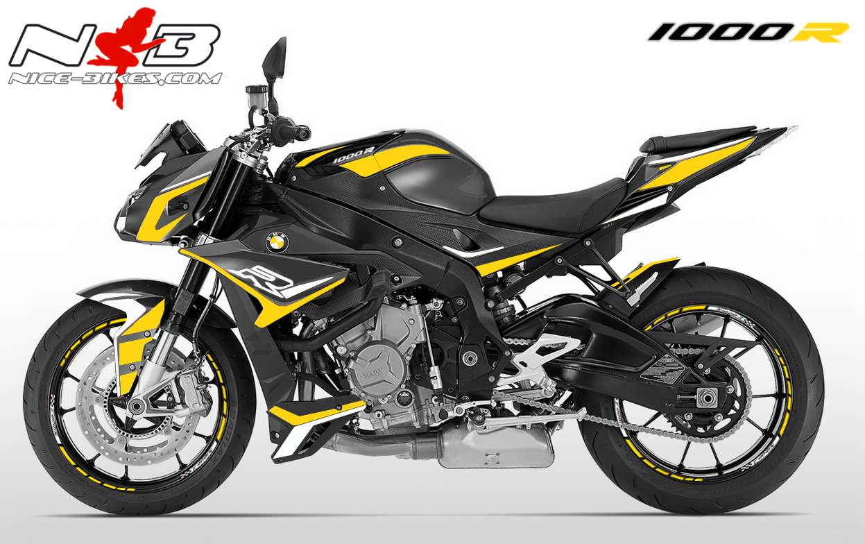 Motorrad Foliendesigns und Dekore - Dekorsatz S1000R EDITION gelb/weiß für Catalanograue Maschine 2018- - grau gelb weiss Dekorsatz S1000R EDITION gelb/weiß für Catalanograue Maschine 2018-