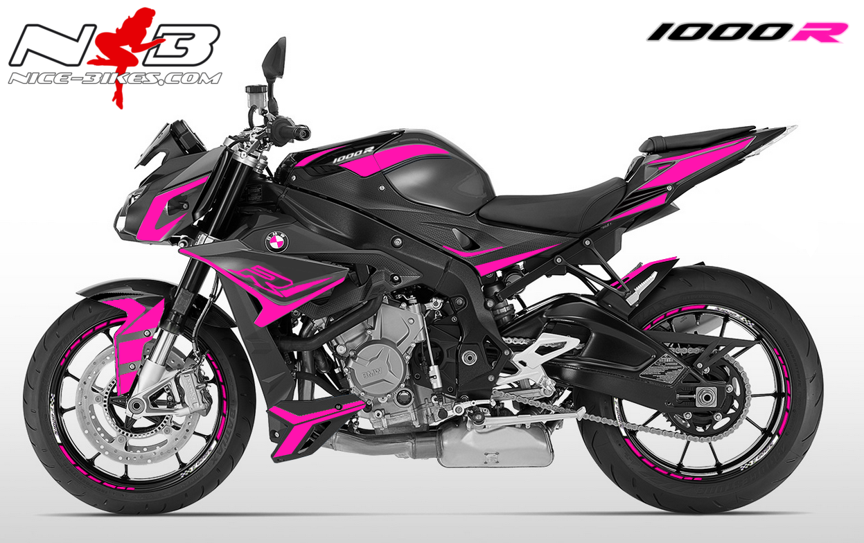 Motorrad Foliendesigns und Dekore - Dekorsatz S1000R EDITION pink für Catalanograue Maschine 2018- - grau pink Dekorsatz S1000R EDITION pink für Catalanograue Maschine 2018-