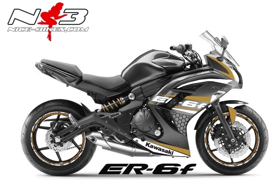 Motorrad Foliendesigns und Dekore - ER6F Race Style gold - kawasaki er 6f 2016 gold ER6F Race Style gold