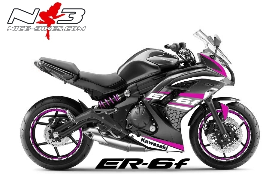 Motorrad Foliendesigns und Dekore - ER6F Race Style pink - kawasaki er 6f 2016 pink ER6F Race Style pink