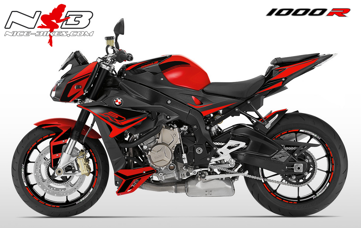 Motorrad Foliendesigns und Dekore - Dekorsatz S1000R EDITION schwarz für rote Maschine 2018- - rotnb Dekorsatz S1000R EDITION schwarz für rote Maschine 2018-