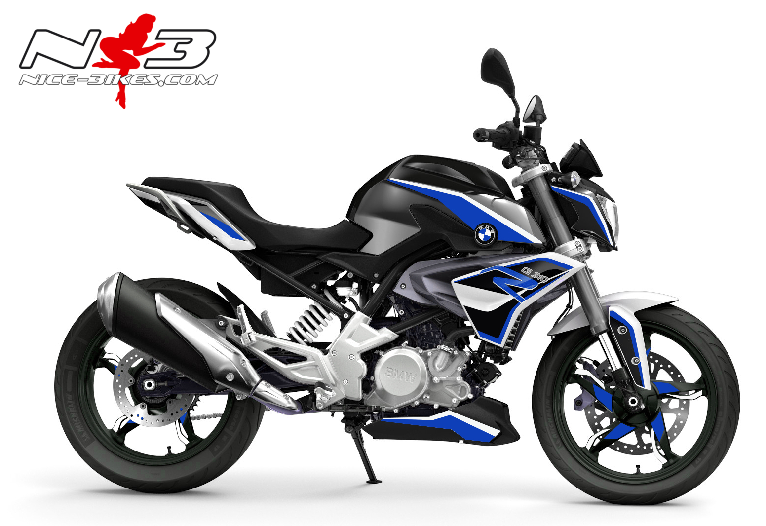 Motorrad Foliendesigns und Dekore - Dekorsatz G310R EDITION blau auf schwarzer Machine 2017- - schwarz blau Dekorsatz G310R EDITION blau auf schwarzer Machine 2017-