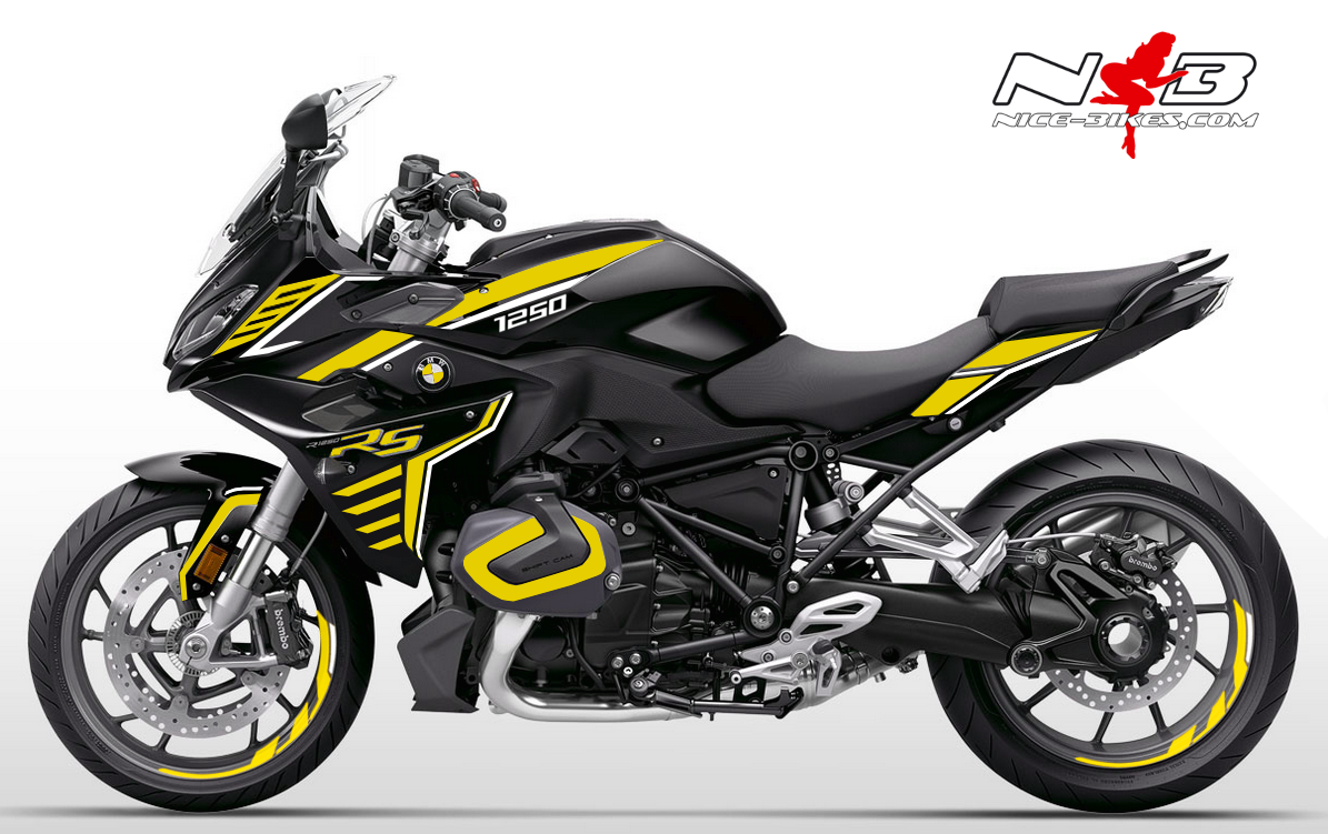 Motorrad Foliendesigns und Dekore - BMW R1250RS Edition gelb auf schwarzer Maschine 2019/20 - schwarz gelb 1 BMW R1250RS Edition gelb auf schwarzer Maschine 2019/20