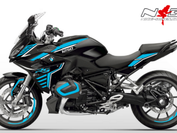 Motorrad Foliendesigns und Dekore - Shop - schwarz hellblau 1 BMW R1250RS Edition hellblau auf schwarzer Maschine 2019/20