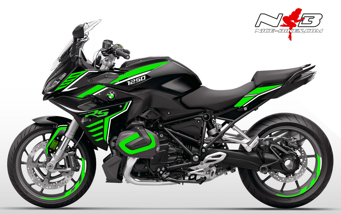 Motorrad Foliendesigns und Dekore - BMW R1250RS Edition limegreen auf schwarzer Maschine 2019/20 - schwarz limegreen 1 BMW R1250RS Edition limegreen auf schwarzer Maschine 2019/20