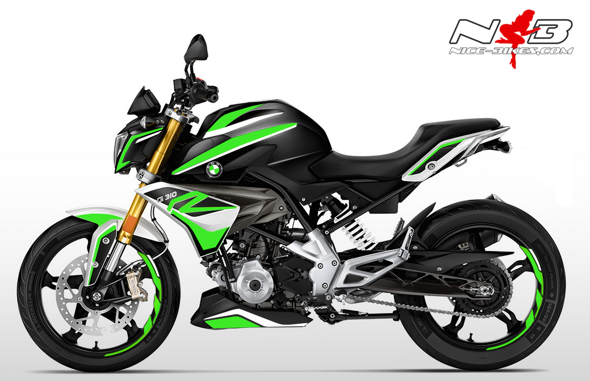 Motorrad Foliendesigns und Dekore - G310R Dekorsatz limegreen auf schwarzer Machine 2019 - schwarz limegreen 4 G310R Dekorsatz limegreen auf schwarzer Machine 2019