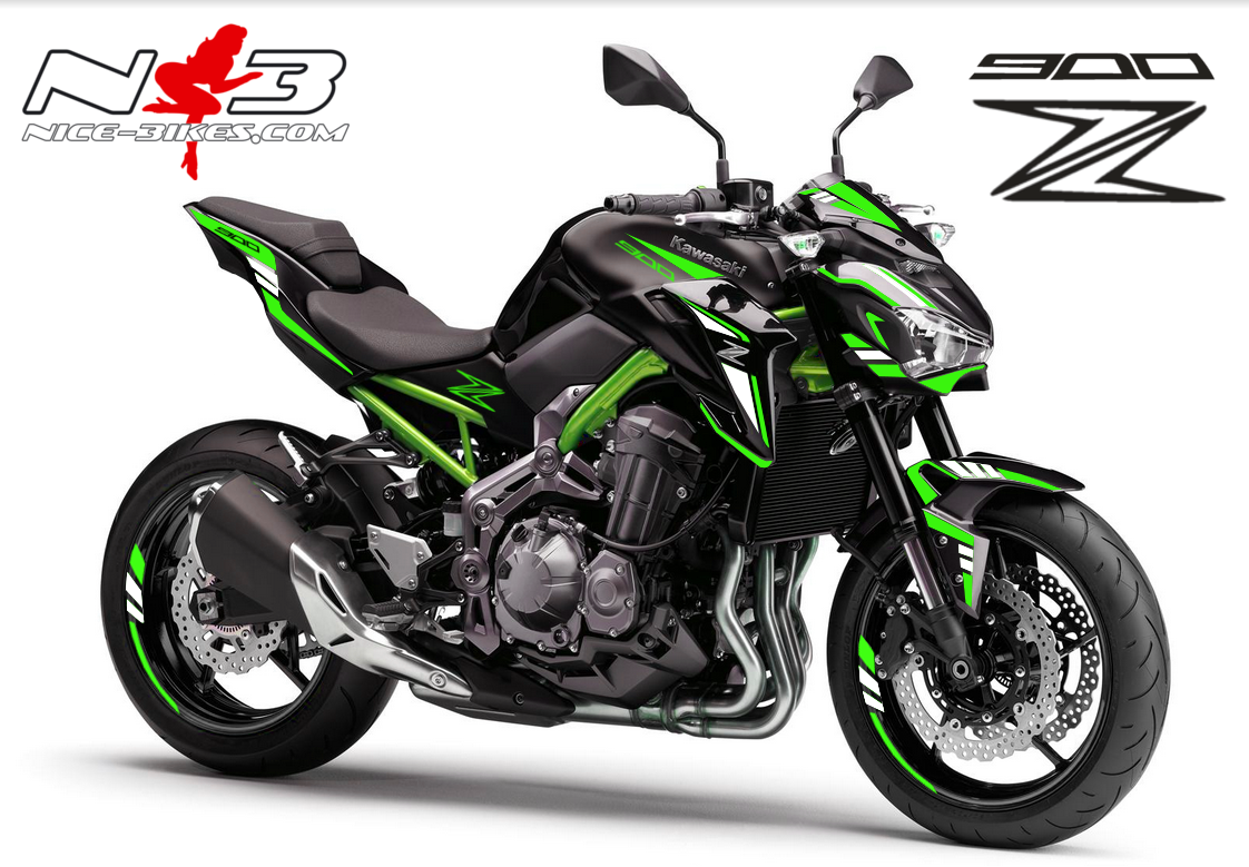 Motorrad Foliendesigns und Dekore - Z900 schwarz-grün / Foliendekor limegreen-weiß 2018 - schwarzg limegreen weiss Z900 schwarz-grün / Foliendekor limegreen-weiß 2018