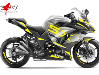 Motorrad Foliendesigns und Dekore - Shop - silber gelb Z1000SX Dekor gelb auf silbernen Maschine