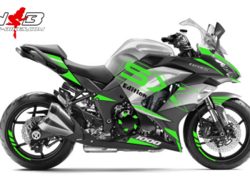 Motorrad Foliendesigns und Dekore - Shop - silber limegreen Z1000SX Dekor limegreen auf silbernen Maschine