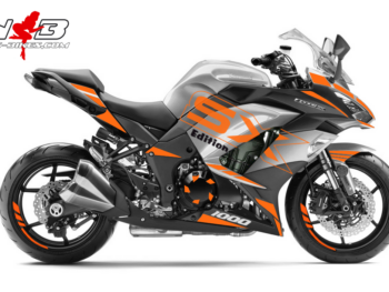 Motorrad Foliendesigns und Dekore - Shop - silber orange Z1000SX Dekor orange auf silbernen Maschine