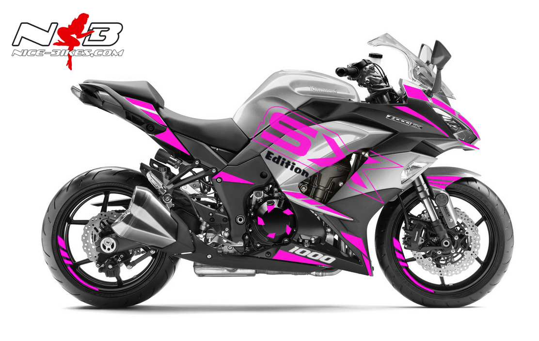 Motorrad Foliendesigns und Dekore - Z1000SX Dekor pink auf silbernen Maschine - silber pink Z1000SX Dekor pink auf silbernen Maschine