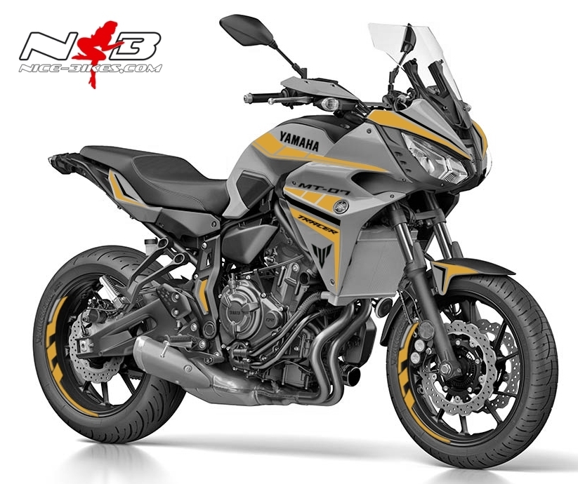 Motorrad Foliendesigns und Dekore - MT07 Tracer GT graue Mascine Dekor gold - tracer700gt gold MT07 Tracer GT graue Mascine Dekor gold