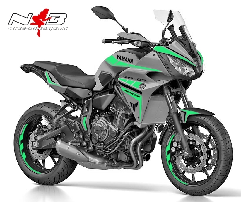 Motorrad Foliendesigns und Dekore - MT07 Tracer GT graue Mascine Dekor mint - tracer700gt mint MT07 Tracer GT graue Mascine Dekor mint