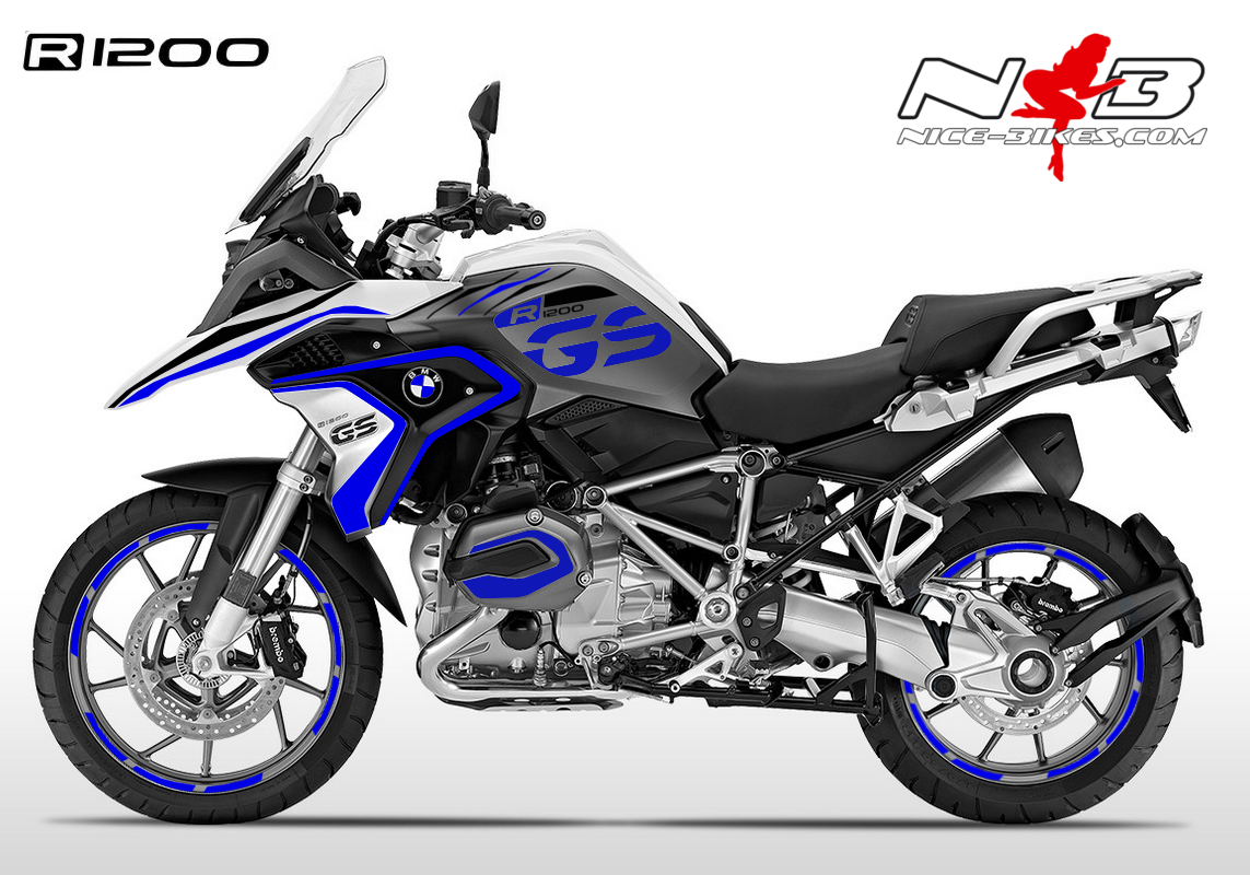 Motorrad Foliendesigns und Dekore - BMW GS Edition blau auf weißer Maschine 2018 - weiss blau BMW GS Edition blau auf weißer Maschine 2018
