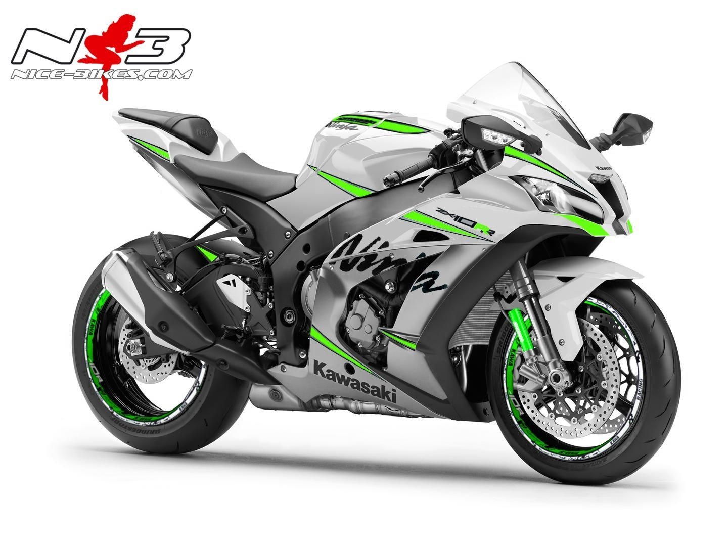 Motorrad Foliendesigns und Dekore - ZX-10R Ninja . Limegreen auf weißer Maschine 2017 - weiss limegreen 1 ZX-10R Ninja . Limegreen auf weißer Maschine 2017