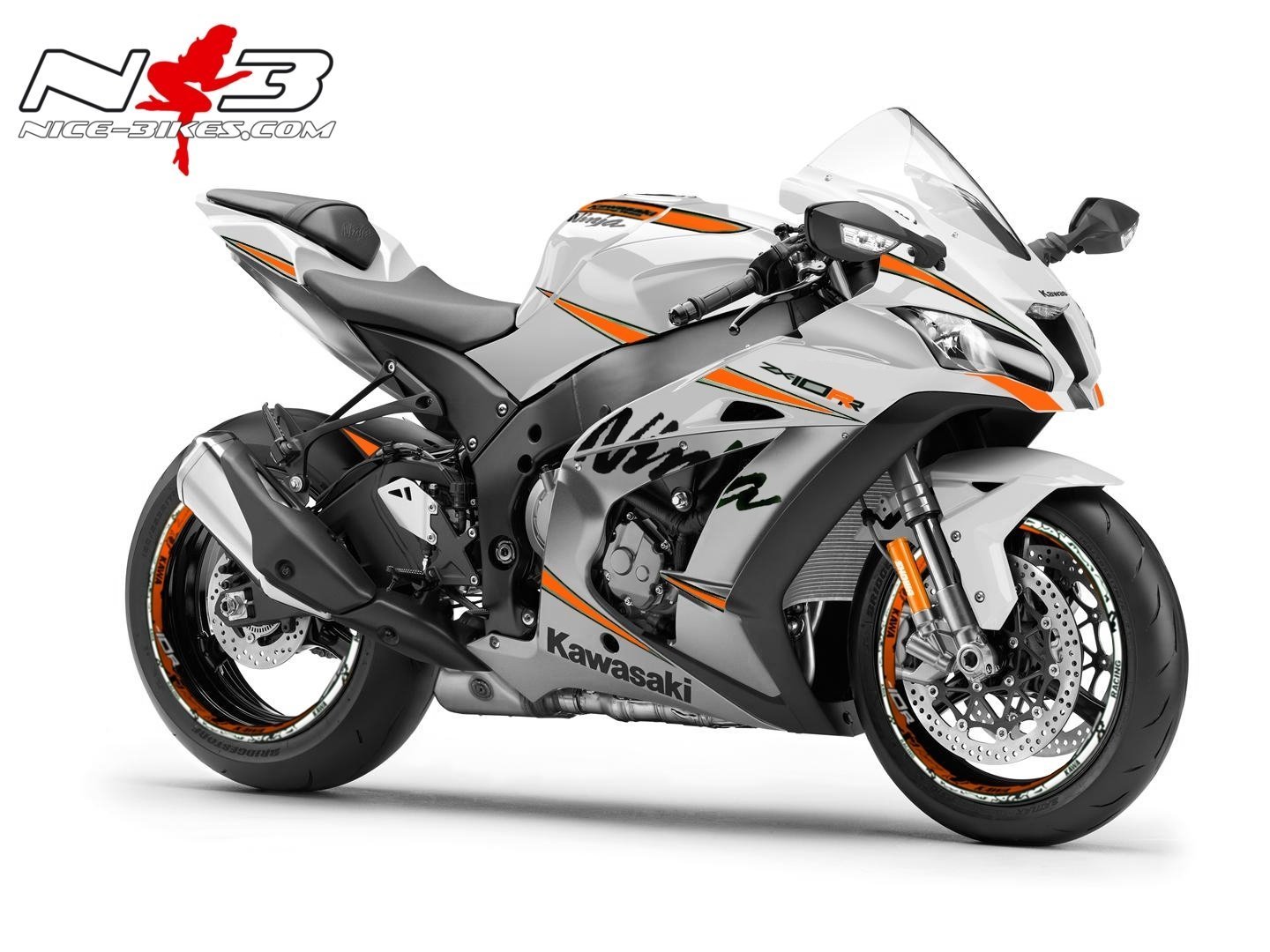 Motorrad Foliendesigns und Dekore - ZX-10R Ninja . Orange auf weißer Maschine 2017 - weiss orange 1 ZX-10R Ninja . Orange auf weißer Maschine 2017