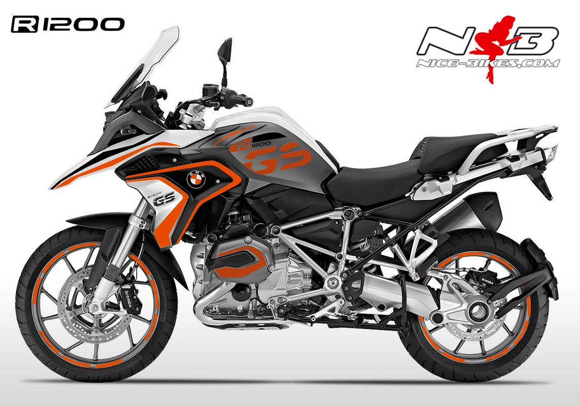 Motorrad Foliendesigns und Dekore - BMW GS Edition orange auf weißer Maschine 2018 - weiss orange BMW GS Edition orange auf weißer Maschine 2018